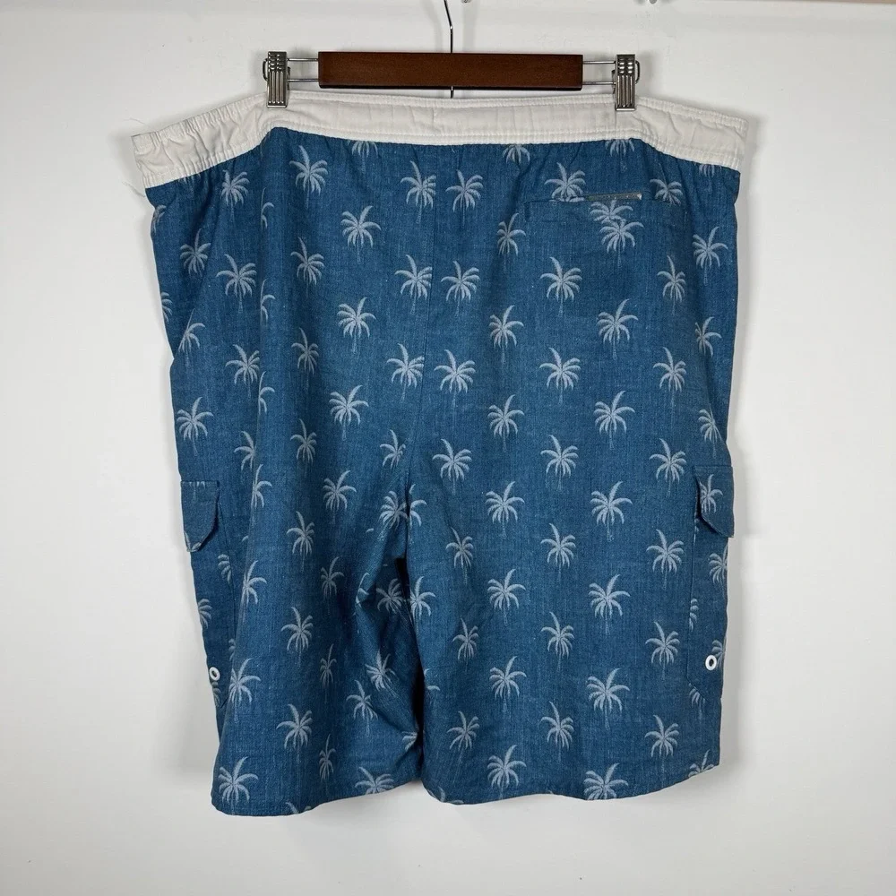 Airwalk Swim Trunk Short Men's XL Palm Tree Blue White Casual Summer